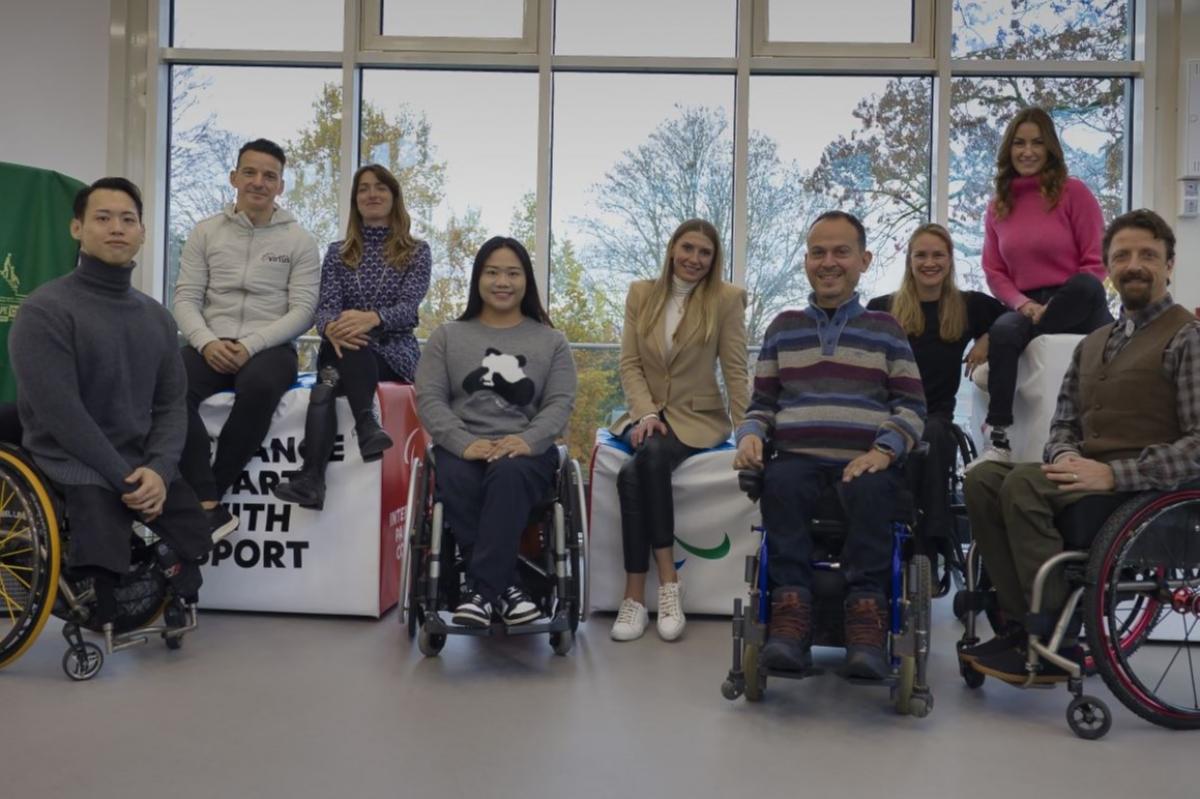 Nine members of the IPC Athletes' Council pose for a photograph at the IPC headquarters